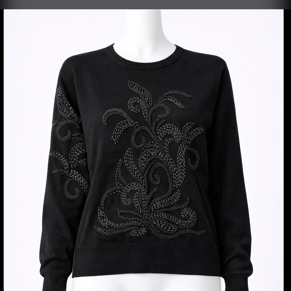 Black Wool Top With Sequence - image 1